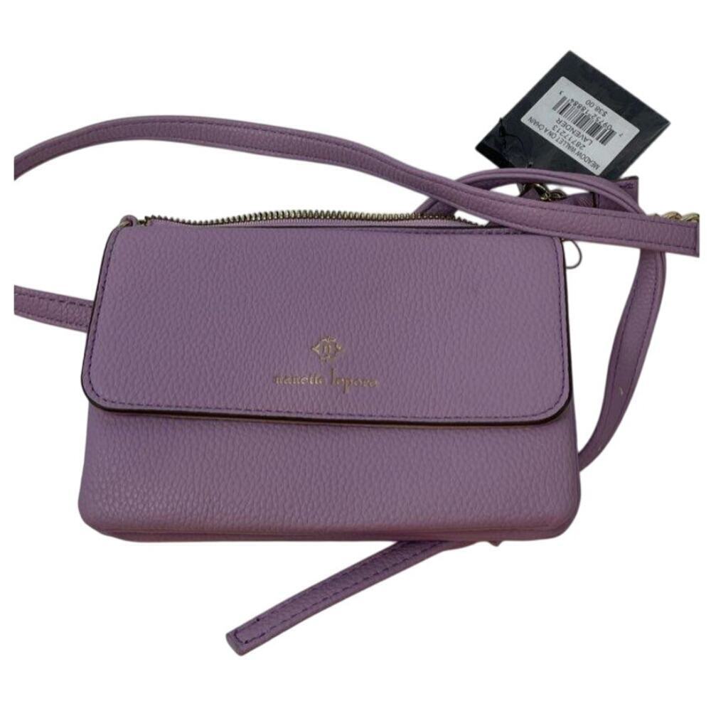 Nanette Lepore Womens Purple Leather Adjustable Strap Crossbody Purse With Tags - Picture 1 of 5